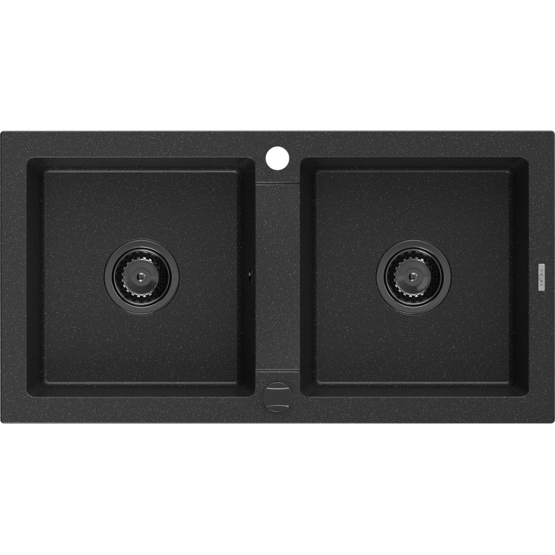 Mexen Mario νεροχύτης γρανίτης 2-διαμερίσματα 820 x 436 mm, μαύρο/ασημί