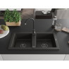 Mexen Mario fregadero de granito de 2 senos 820 x 436 mm, negro/oro metalizado, sifón negro - 6504822000-75-B
