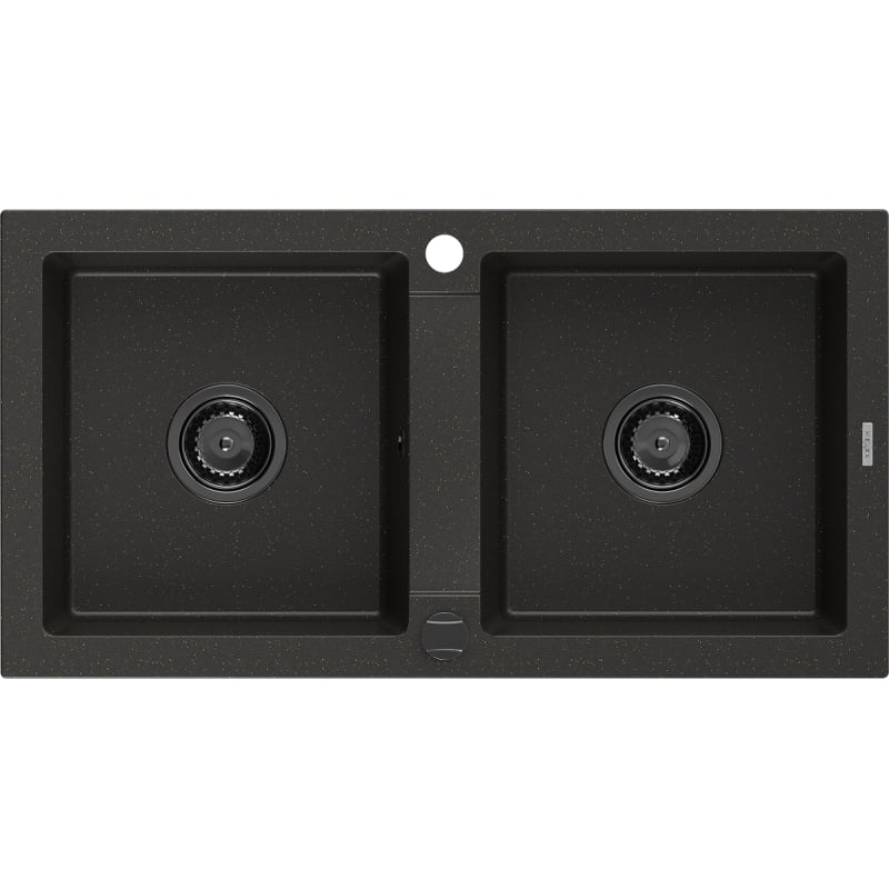 Mexen Mario graniitvalamu 2-kambriline 820 x 436 mm, must/kuldmetallik, must sifoon - 6504822000-75-B