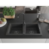 Mexen Mario graniidist 2-kambriline köögivalamu 820 x 436 mm, must täpiline, must sifoon - 6504822000-76-B