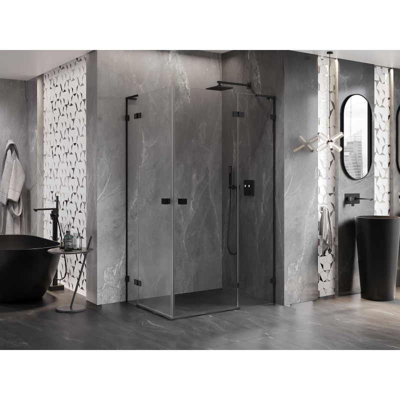 Mexen Lunar L Duo kabina prysznicowa uchylna prawa 110 x 85 cm, transparent, czarna - 834L-110P-085L-70-00