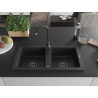 Mexen Mario zlewozmywak granitowy 2-komorowy 820 x 436 mm, czarny, syfon czarny - 6504822000-77-B