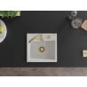 Mexen Milo fregadero de granito de 1 cubeta 435 x 410 mm, blanco, sifón dorado - 6505441000-20-G
