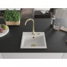 Mexen Milo Granitspüle 1-beckig 435 x 410 mm, weiß, goldener Siphon - 6505441000-20-G