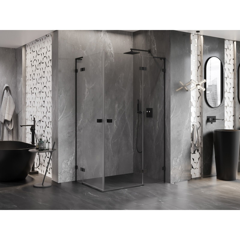Mexen Lunar L Duo parema avaneva dušikabiin 115 x 85 cm, läbipaistev, must - 834L-115P-085L-70-00