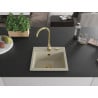 Mexen Milo Granitspüle 1-Becken 435 x 410 mm, beige, goldener Siphon - 6505441000-69-G
