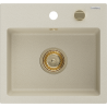 Mexen Milo fregadero de granito de 1 compartimento 435 x 410 mm, beige, sifón dorado - 6505441000-69-G