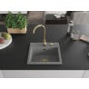 Mexen Milo Granitspüle 1-becken 435 x 410 mm, grau, Siphon gold - 6505441000-71-G