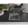 Mexen Milo Granitspüle einteilig 435 x 410 mm, grau, goldener Siphon - 6505441000-71-G