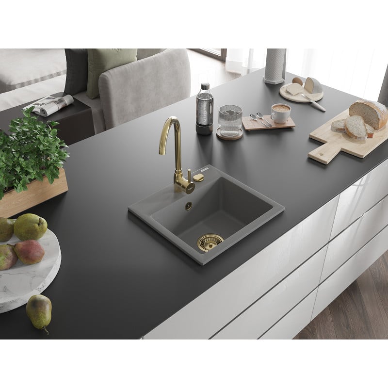 Mexen Milo graniitti pesuallas, 1-osainen, 435 x 410 mm, harmaa, kultainen sihvilä - 6505441000-71-G