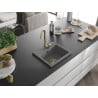 Mexen Milo granitische spoelbak 1-komer 435 x 410 mm, grijs, gouden sifon - 6505441000-71-G
