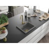 Mexen Milo Granitspüle einteilig 435 x 410 mm, grau, goldener Siphon - 6505441000-71-G