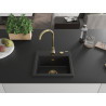 Mexen Milo évier en granit 1 bac 435 x 410 mm, noir/argent métallisé, siphon doré - 6505441000-73-G