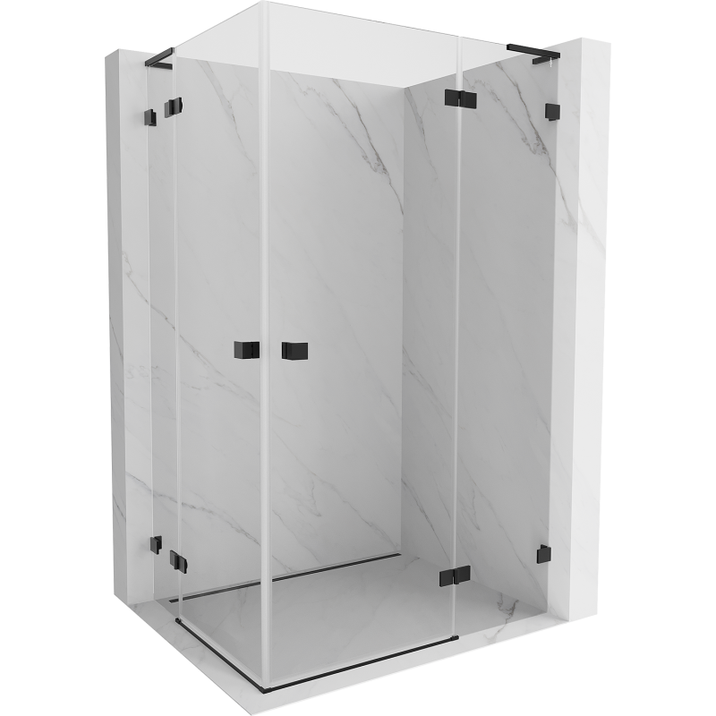 Mexen Lunar L Duo kabina prysznicowa uchylna prawa 120 x 90 cm, transparent, czarna - 834L-120P-090L-70-00