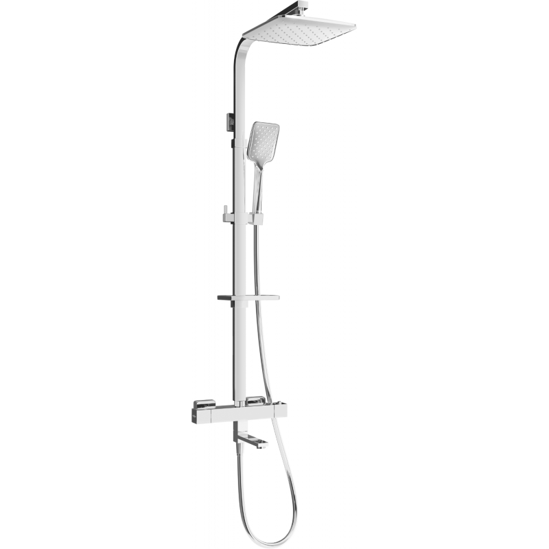 Mexen CQ62 Wannen-Duschset mit Regenbrause und Thermostatbatterie, Chrom - 779106295-00