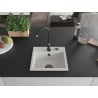 Mexen Milo Granitspüle, 1-beckig, 435 x 410 mm, weiß, schwarzes Siphon - 6505441000-20-B