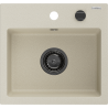 Mexen Milo granite sink, 1-bowl, 435 x 410 mm, beige, black siphon - 6505441000-69-B