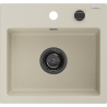 Mexen Milo lavello in granito a 1 vasca 435 x 410 mm, beige, sifone nero - 6505441000-69-B