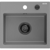 Mexen Milo graniidist köögivalamu, 1-kausiline, 435 x 410 mm, hall, must sifoon - 6505441000-71-B