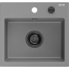 Mexen Milo lavello in granito 1-vasca 435 x 410 mm, grigio, sifone nero - 6505441000-71-B