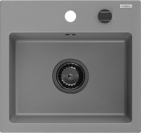Mexen Milo Granitspüle 1-becken 435 x 410 mm, grau, schwarzer Siphon - 6505441000-71-B