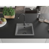 Mexen Milo fregadero de granito de 1 cubeta 435 x 410 mm, gris, sifón negro - 6505441000-71-B