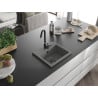 Mexen Milo évier en granit 1 bac 435 x 410 mm, gris, siphon noir - 6505441000-71-B