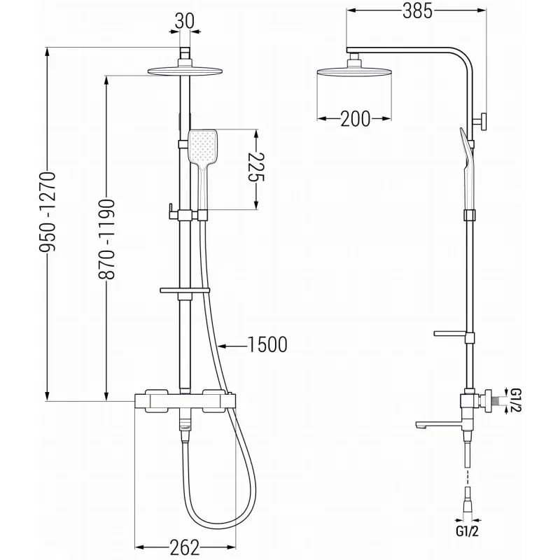 Mexen CQ62 Badewannen-Duschset mit Regenbrause und Thermostatarmatur, weiß - 779106295-20