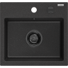 Mexen Milo lavello in granito 1 vasca 435 x 410 mm, nero/argento metallizzato, sifone nero - 6505441000-73-B