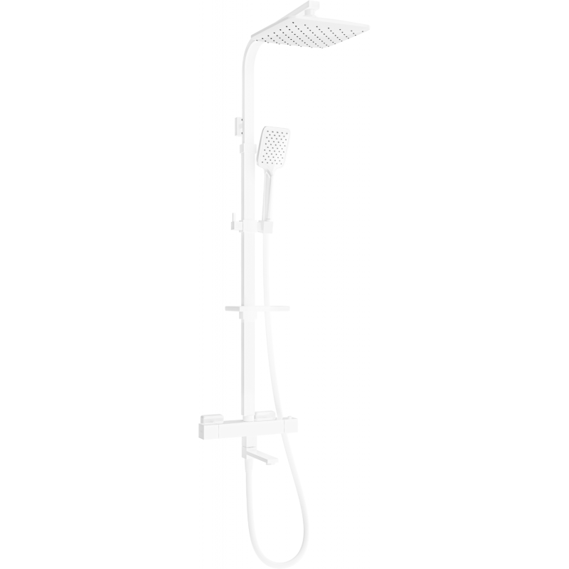 Mexen CQ62 conjunto de bañera-ducha con alcachofa de lluvia y grifo termostático, blanco - 779106295-20