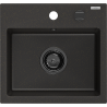 Mexen Milo fregadero de granito de 1 cubeta 435 x 410 mm, negro/dorado metálico, sifón negro - 6505441000-75-B