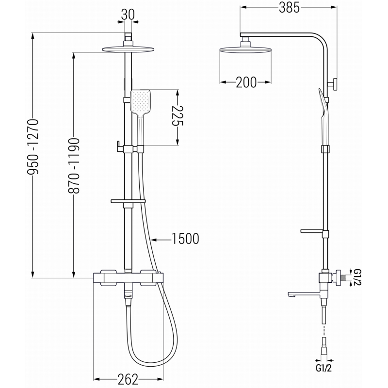 Mexen CQ62 bath-shower set with rainfall shower and thermostatic faucet, gold - 779106295-50