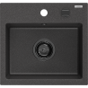 Mexen Milo lavello in granito ad 1 vasca 435 x 410 mm, nero maculato, sifone nero - 6505441000-76-B