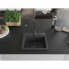 Mexen Milo Granitspüle 1-beckig 435 x 410 mm, schwarz gesprenkelt, schwarzer Siphon - 6505441000-76-B