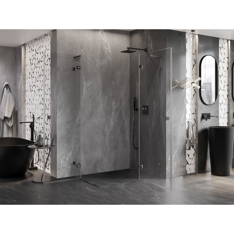 Mexen Lunar L Duo cabine de douche pivotante droite 115 x 70 cm, transparent, gun gray brossé - 834L-115P-070L-66-00
