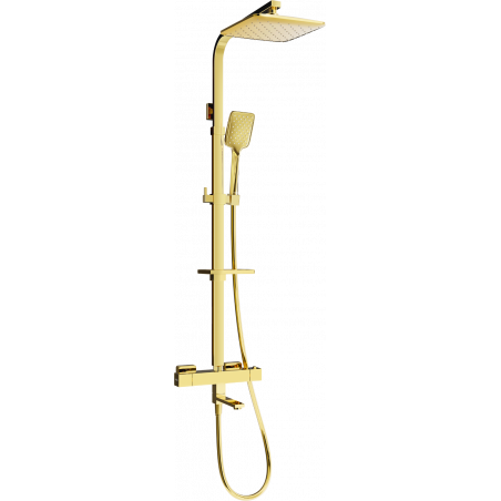 Mexen CQ62 Badewannen-Dusch-Set mit Regenduschkopf und Thermostatarmatur, gold - 779106295-50