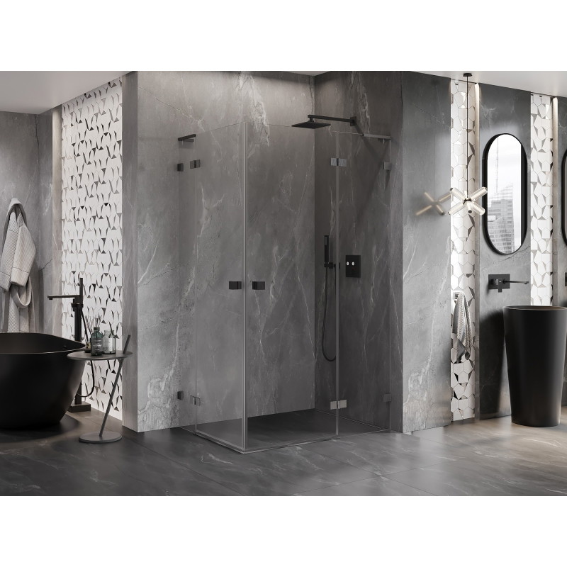 Mexen Lunar L Duo cabine de douche pivotante droite 115 x 70 cm, transparent, gun gray brossé - 834L-115P-070L-66-00