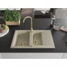 Mexen Gaspar évier en granit 1,5 bac avec égouttoir 737 x 475 mm, beige, siphon doré - 6507731505-69-G