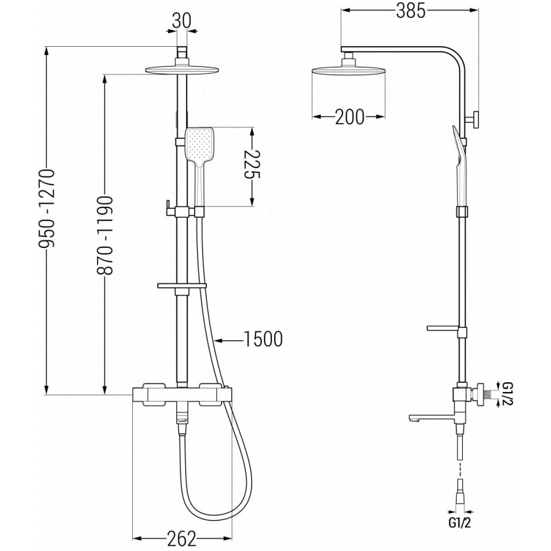 Mexen CQ62 bathtub-shower set with rain shower and thermostatic faucet, rose gold - 779106295-60
