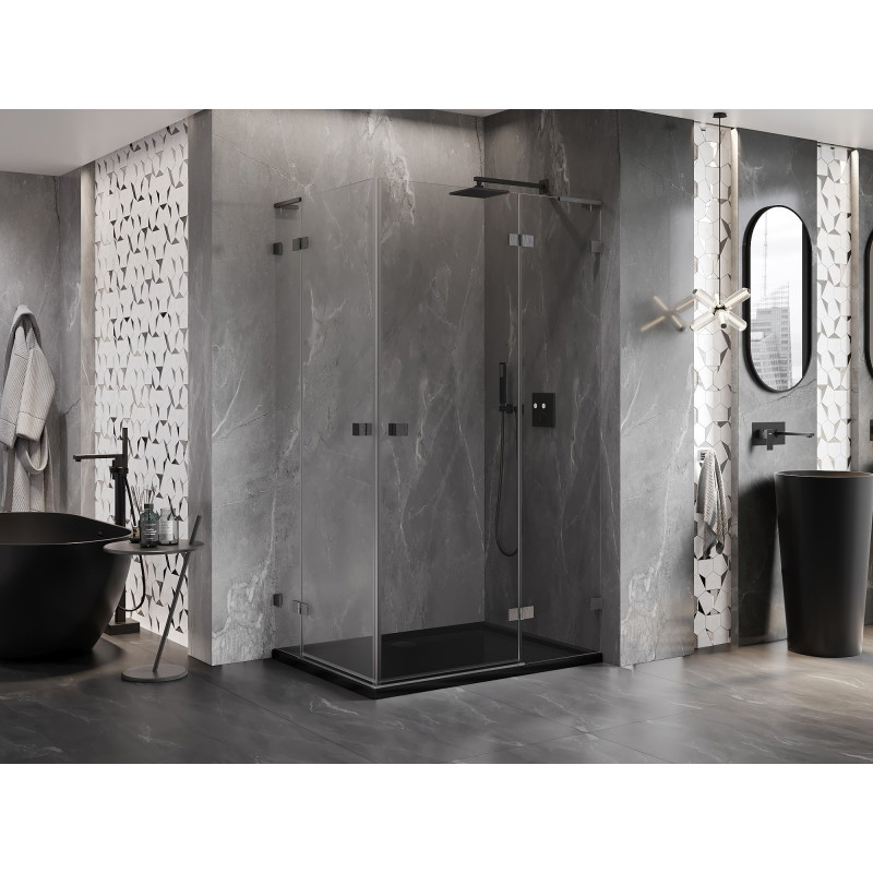 Mexen Lunar L Duo cabine de douche pivotante droite 115 x 110 cm, transparent, gris canon brossé - 834L-115P-110L-66-00