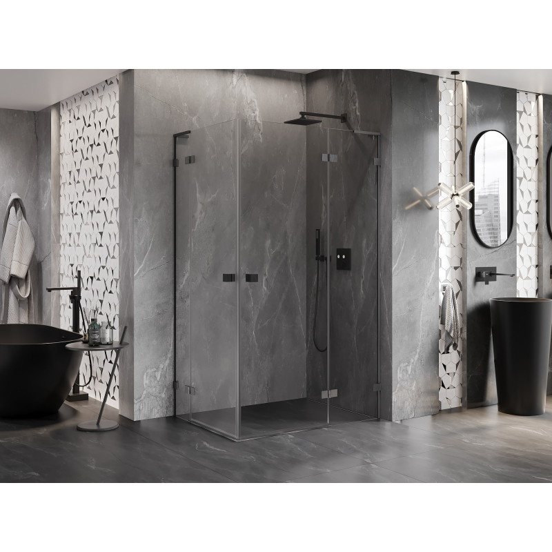 Mexen Lunar L Duo cabine de douche pivotante droite 115 x 110 cm, transparent, gris canon brossé - 834L-115P-110L-66-00
