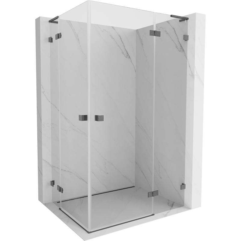 Mexen Lunar L Duo duschkabin med högerdörr 120 x 95 cm, transparent, borstad kanongrå - 834L-120P-095L-66-00