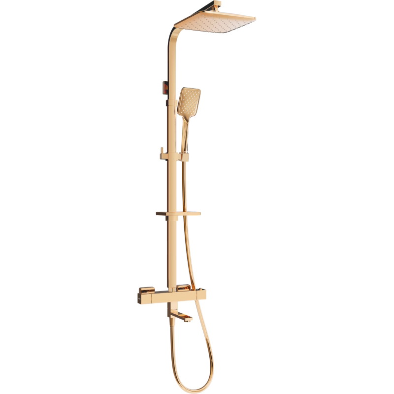 Mexen CQ62 bathtub-shower set with rain shower and thermostatic faucet, rose gold - 779106295-60