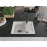 Mexen Enzo 1-bowl granite sink with drainer 576 x 465 mm, white, black siphon - 6506571005-20-B