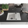Mexen Enzo fregadero de granito de 1 cubeta con escurridor 576 x 465 mm, blanco, sifón negro - 6506571005-20-B
