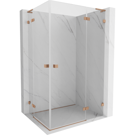 Mexen Lunar L Duo Right Pivot Shower Cabin 80 x 75 cm, Transparent, Brushed Copper - 834L-080P-075L-65-00