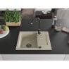 Mexen Enzo Granitspüle 1-Becken mit Abtropffläche 576 x 465 mm, beige, schwarzer Siphon - 6506571005-69-B