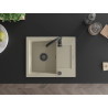 Mexen Enzo 1-kamers granieten gootsteen met afdruiprek 576 x 465 mm, beige, zwarte sifon - 6506571005-69-B