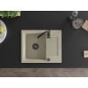 Mexen Enzo Granitspüle 1-Becken mit Abtropffläche 576 x 465 mm, beige, schwarzer Siphon - 6506571005-69-B