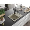 Mexen Enzo Granitspüle 1-Becken mit Abtropffläche 576 x 465 mm, beige, schwarzer Siphon - 6506571005-69-B